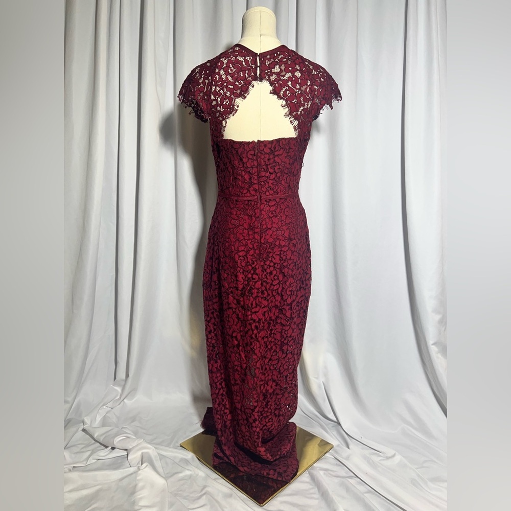 Harlyn Burgundy place Cap Sleeve Dress | S - Picture 6 of 12